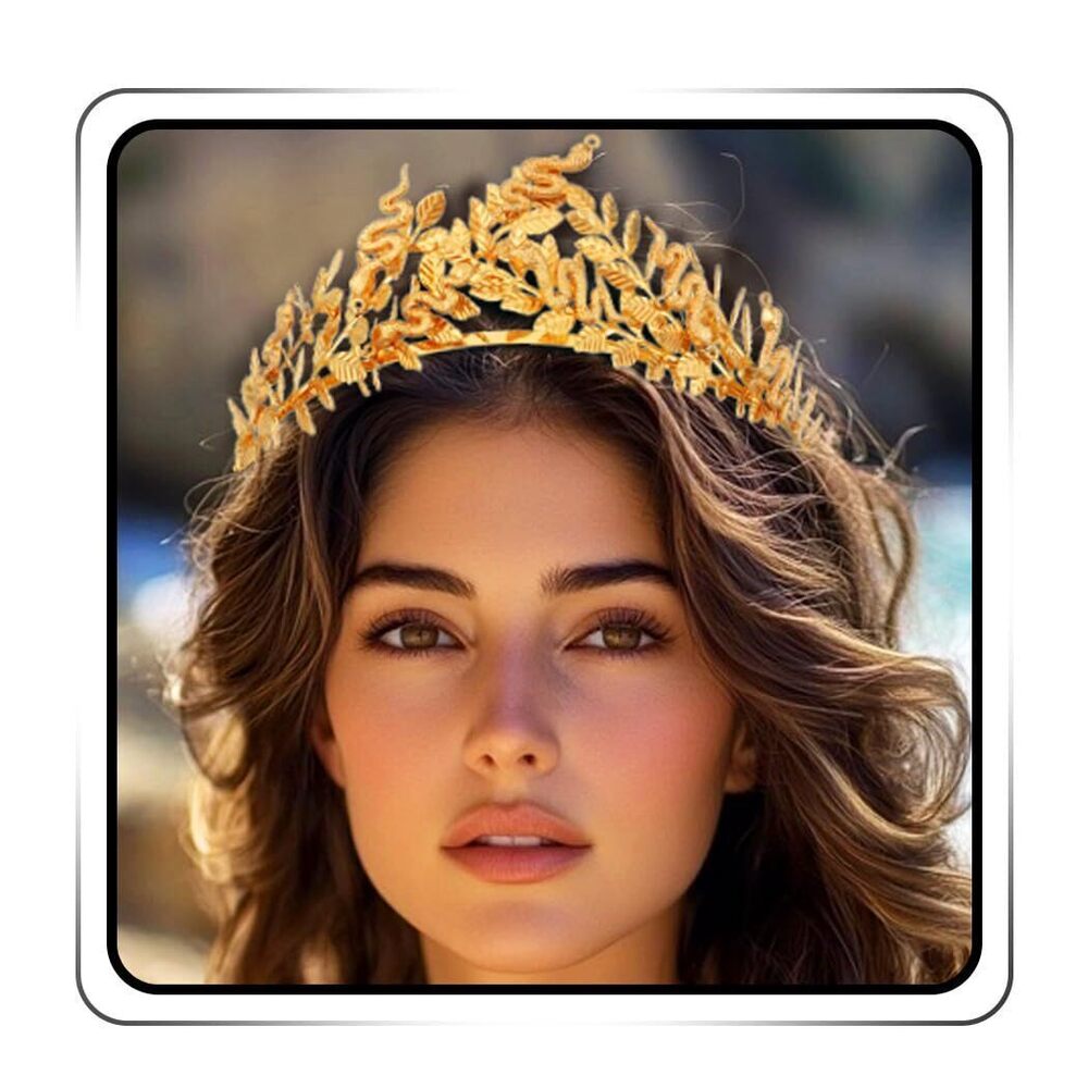 9861 Gold Leaf Crown Headband Vintage Snake Headpiece Greek Goddess Hair